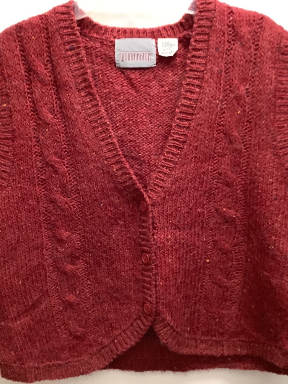 Multi texture multi color size L woman’s retro knit style button front vest